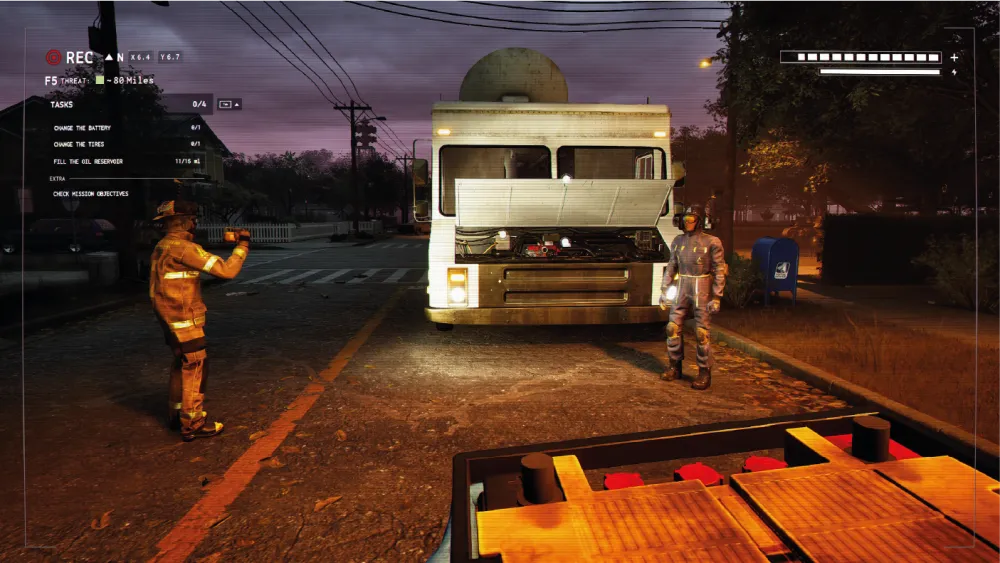 Official Funnel Runners screenshot showing players standing around the open van.